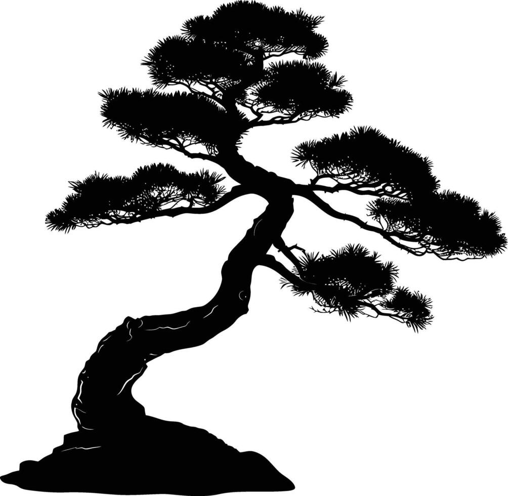 ai gerado silhueta bonsai árvore Preto cor só vetor