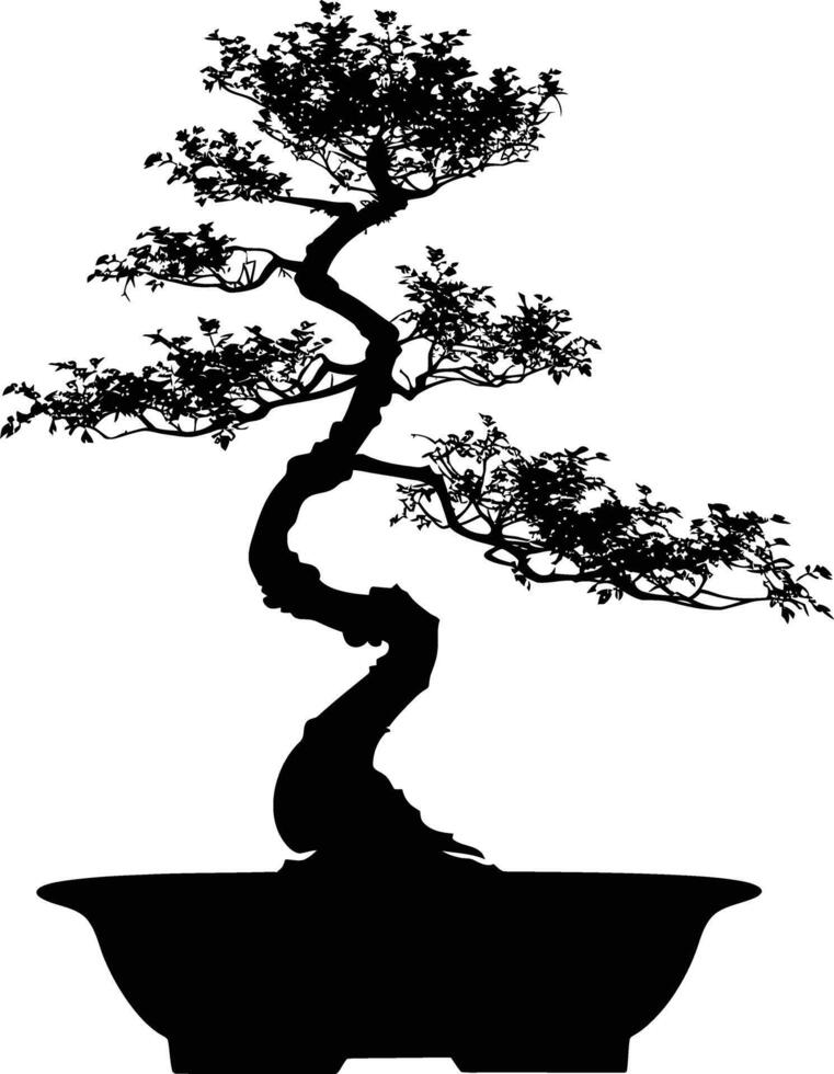ai gerado silhueta bonsai árvore Preto cor só vetor