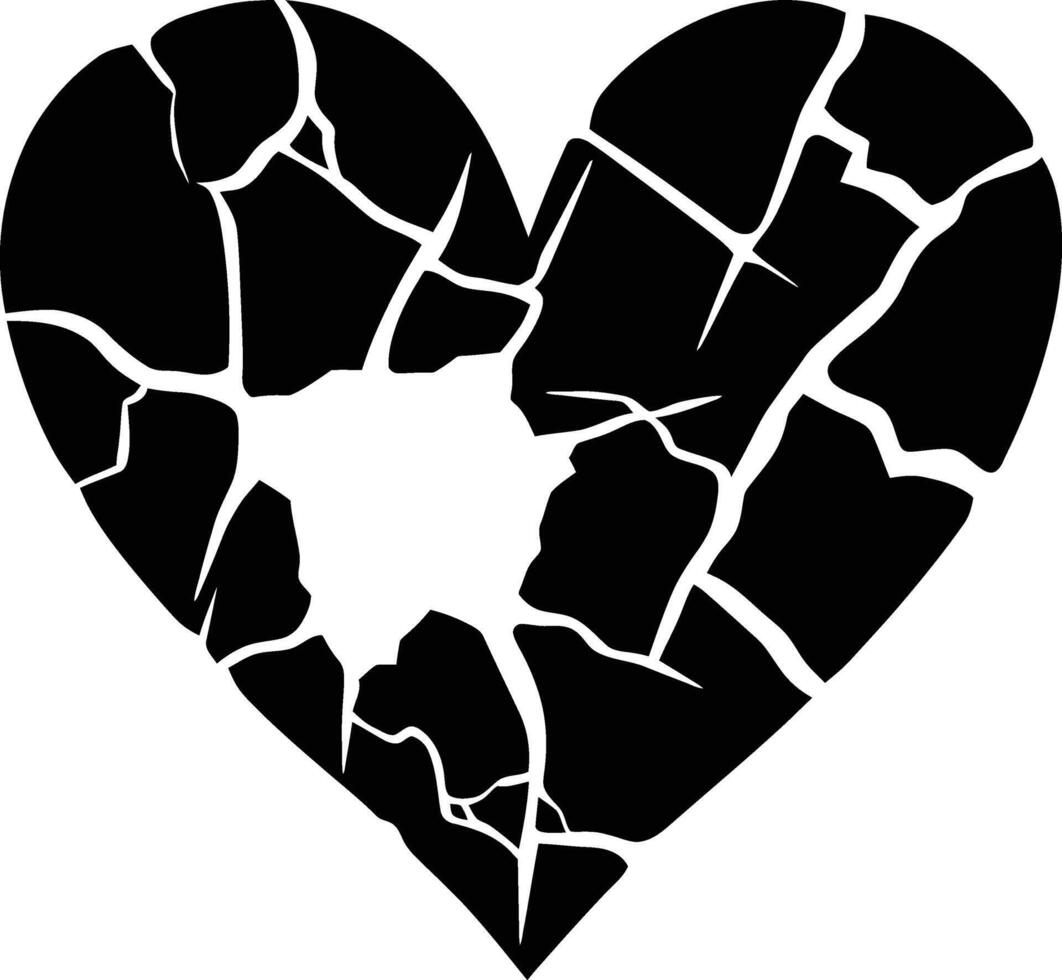 ai gerado silhueta quebrado coração amor logotipo símbolo Preto cor só vetor