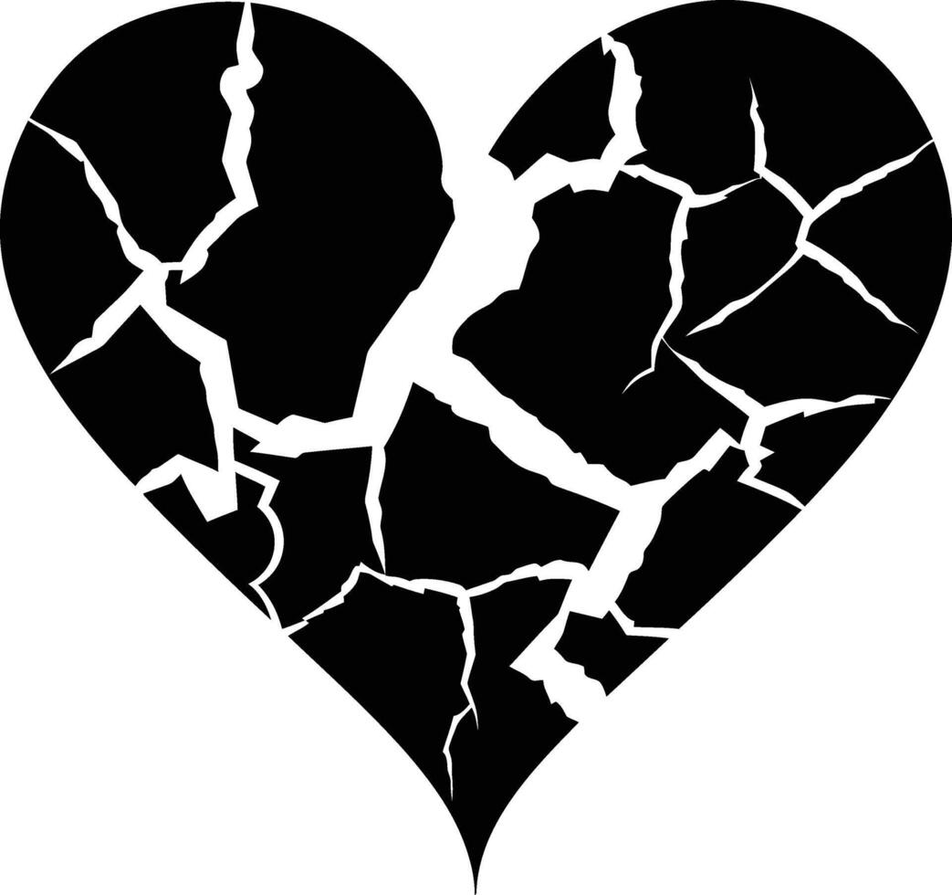 ai gerado silhueta quebrado coração amor logotipo símbolo Preto cor só vetor