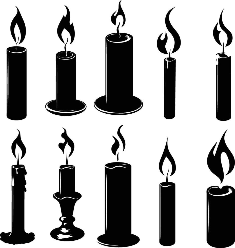 ai gerado silhueta velas Preto cor só vetor