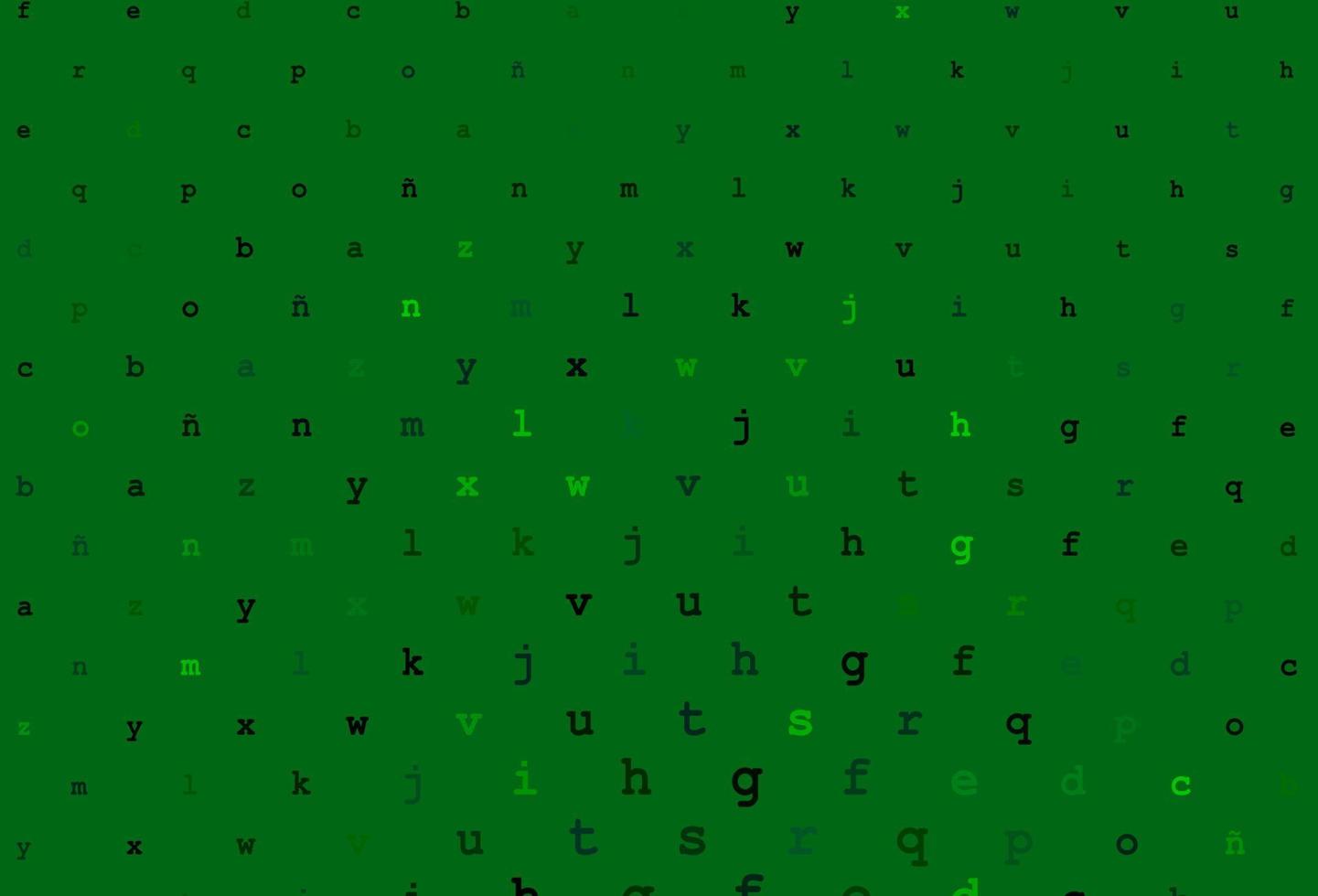 layout de vetor verde escuro com alfabeto latino.