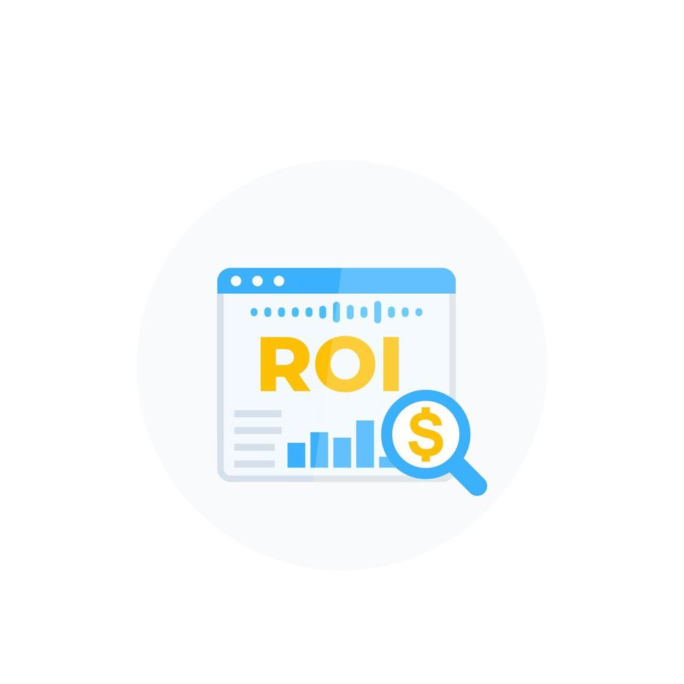 roi, ícone do vetor de retorno do investimento