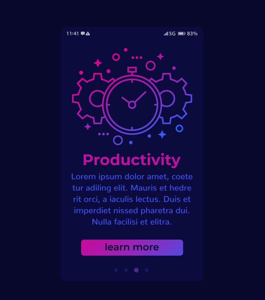 banner de produtividade móvel com ícone de linha, vetor