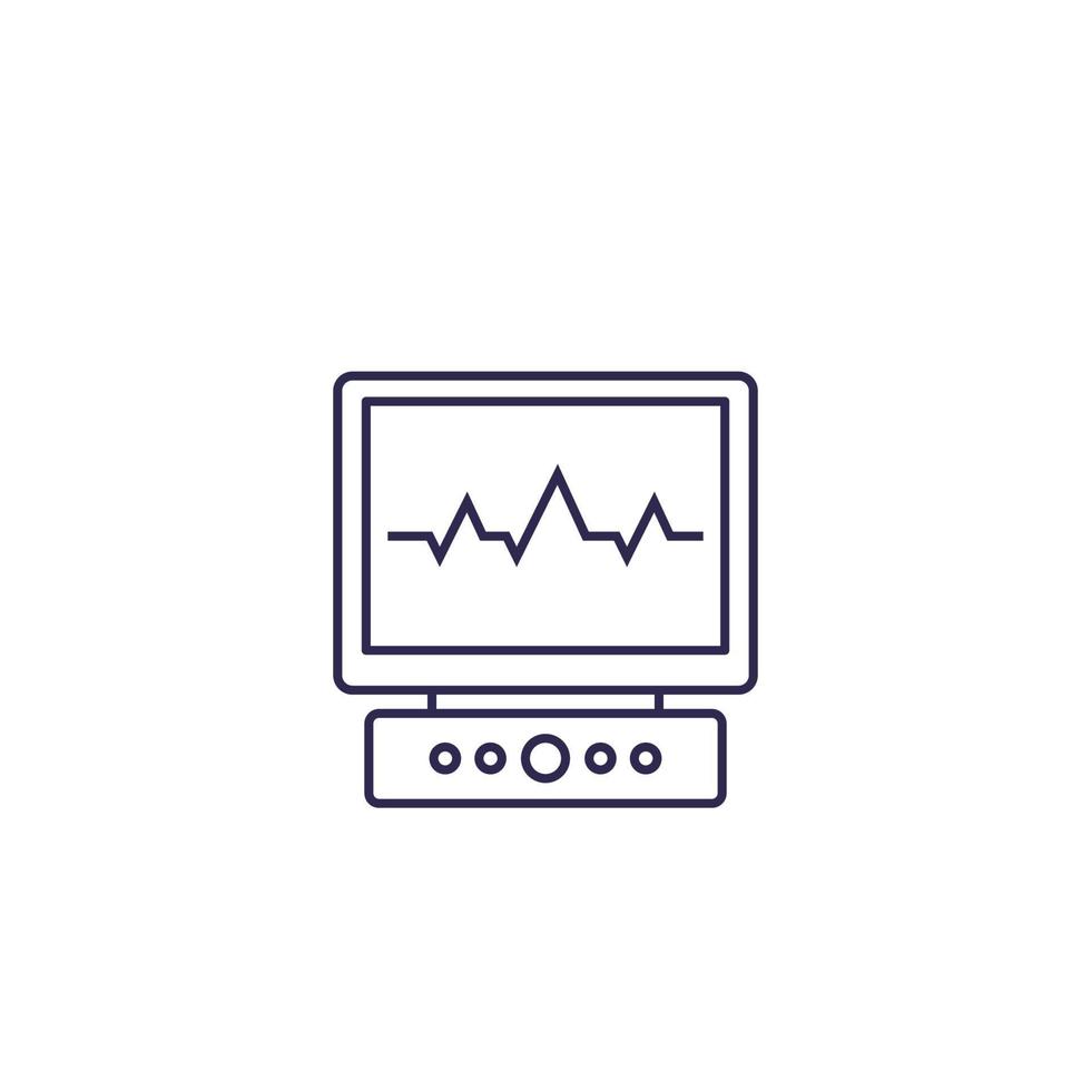 ecg, ícone de linha de vetor de eletrocardiograma