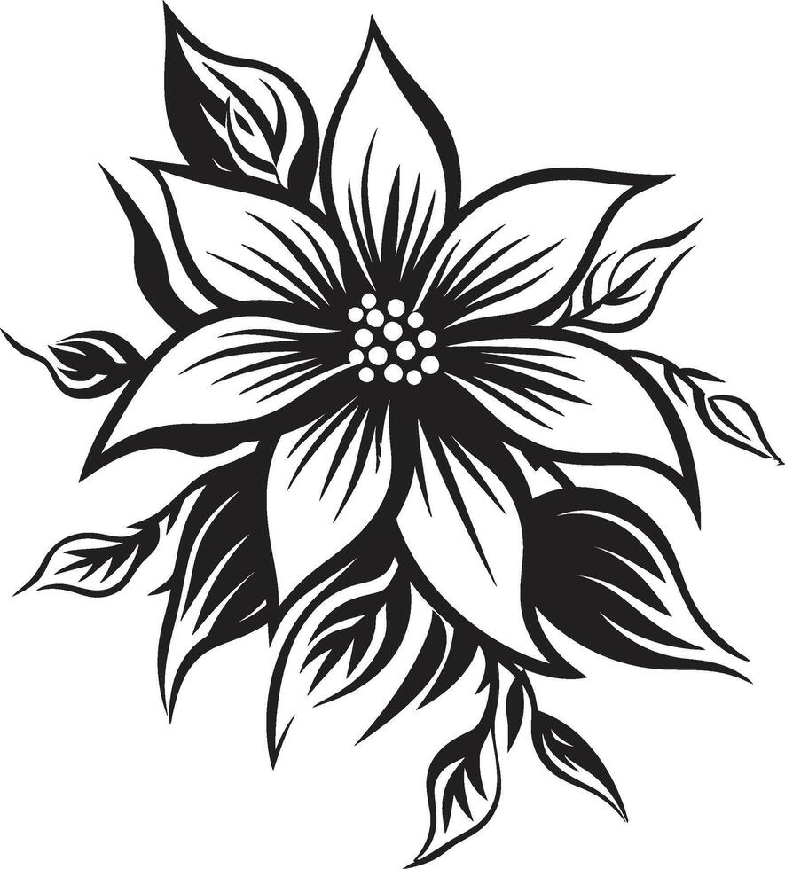 gracioso flor assinatura Preto ícone minimalista Flor vetor icônico Projeto