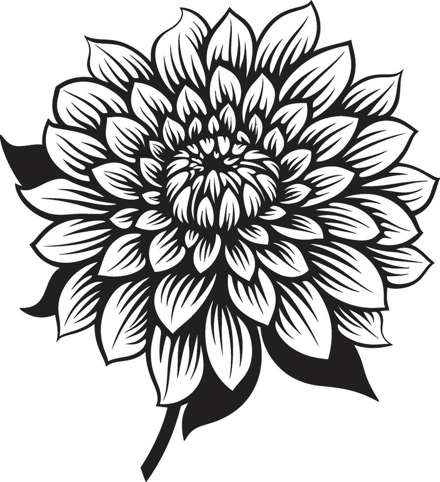 elegante flor chique monocromático emblema lustroso floral emblema icônico monótono vetor