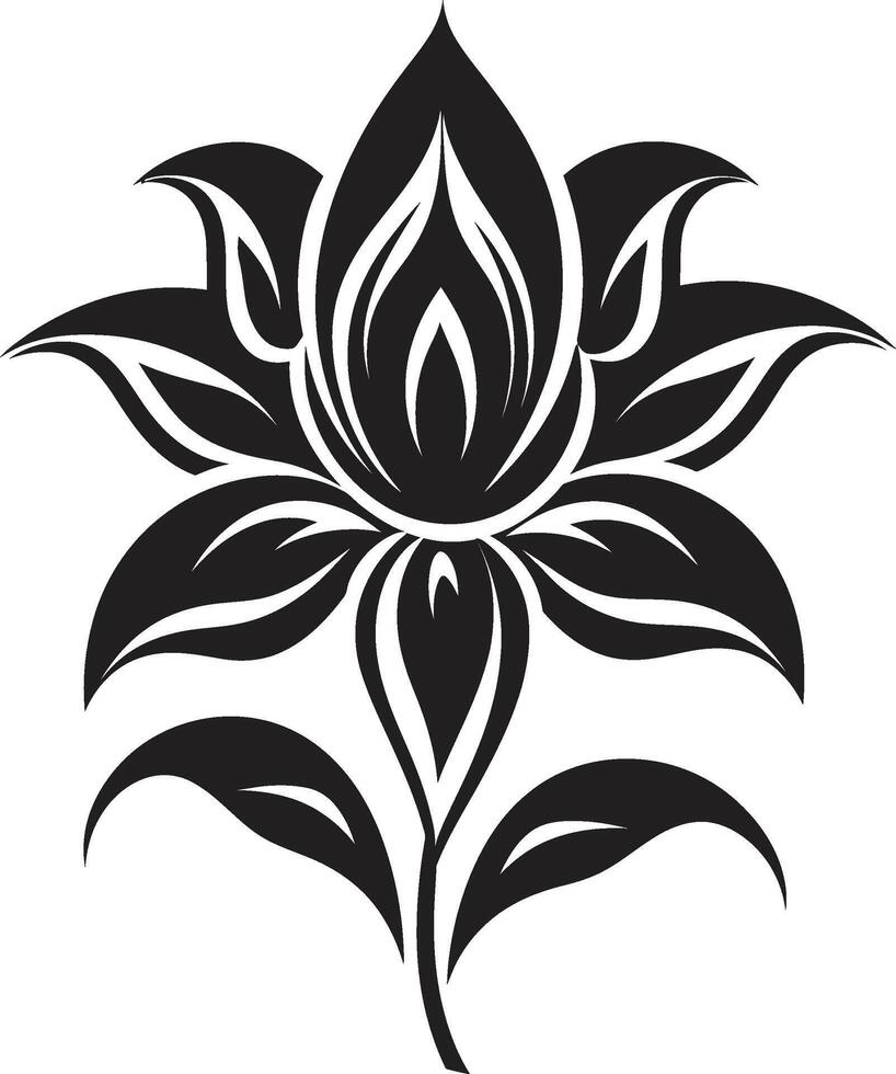 chique monocromático pétala Preto ícone à moda botânico elemento vetor graça