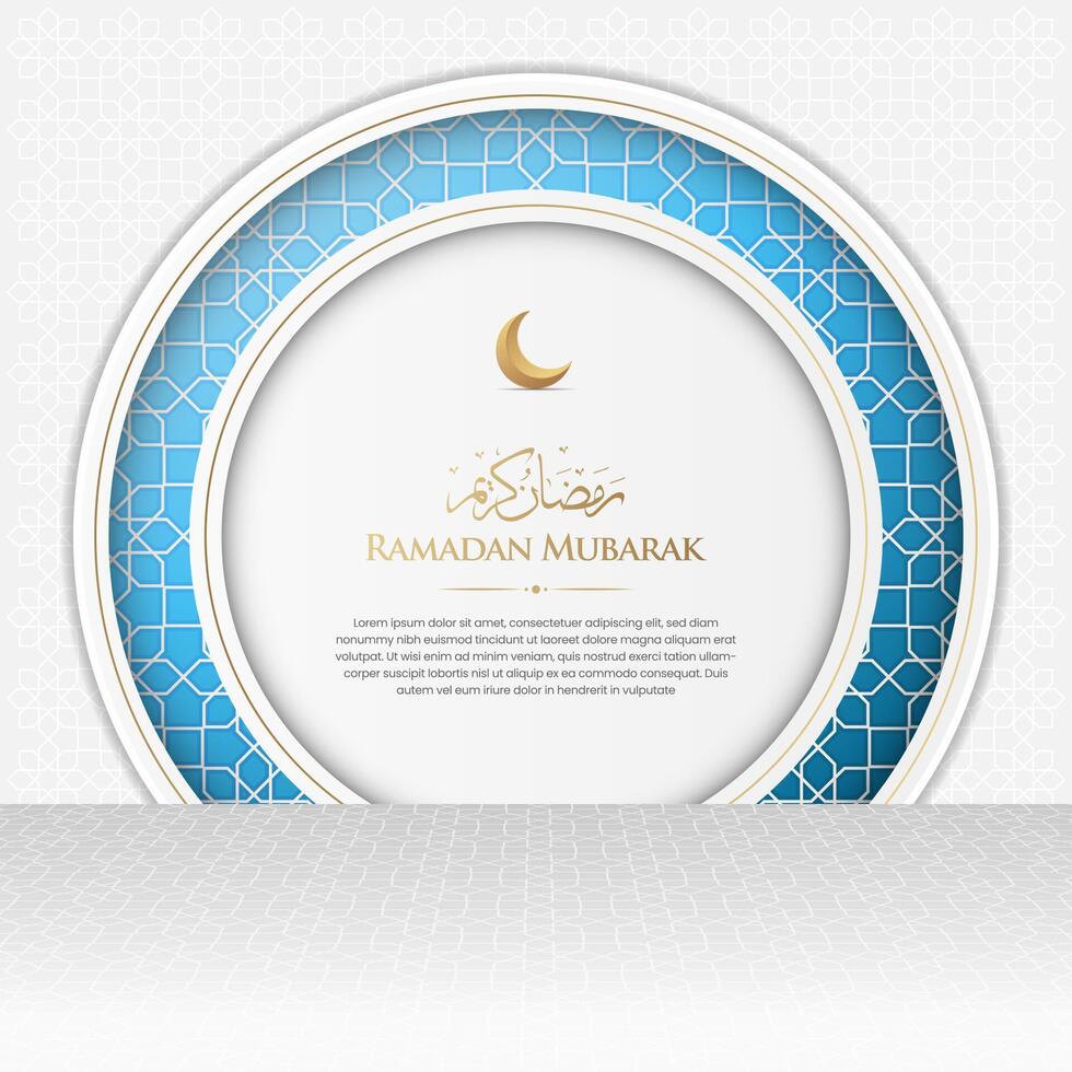 Ramadã kareem luxo ornamental cumprimento cartão com árabe padronizar e decorativo quadro, Armação vetor