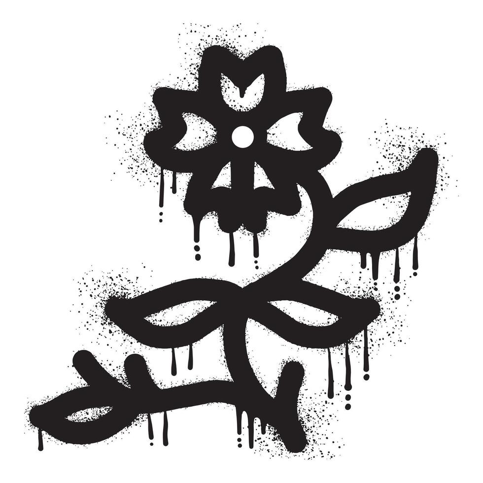 floral Projeto grafite desenhado com Preto spray pintura vetor