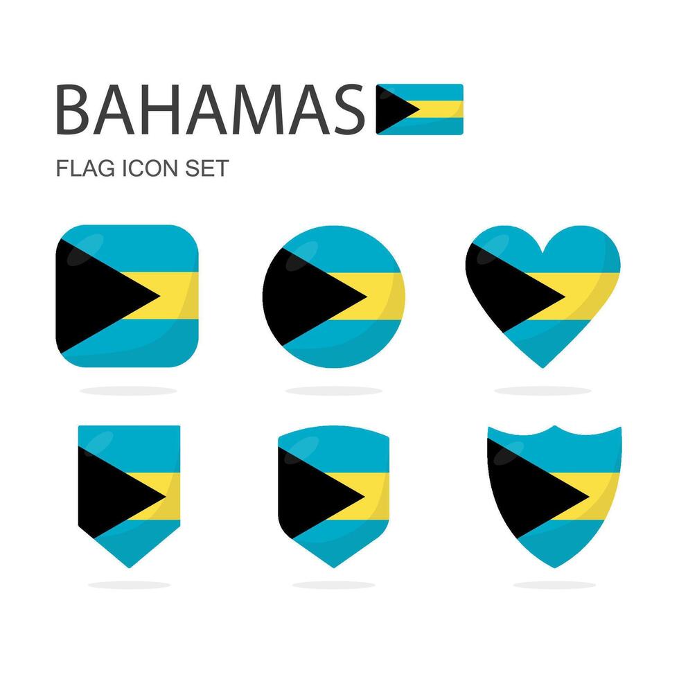 bahamas 3d bandeira ícones do 6 formas todos isolado em branco fundo. vetor