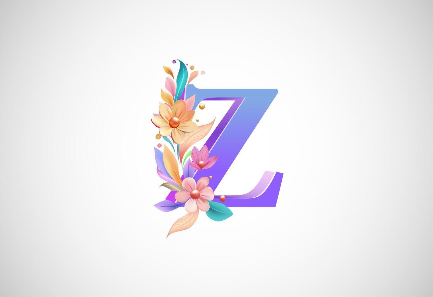 floral alfabeto z. logotipo para Casamento convites, cumprimento cartão, aniversário, logotipo, poster de outros Ideias vetor
