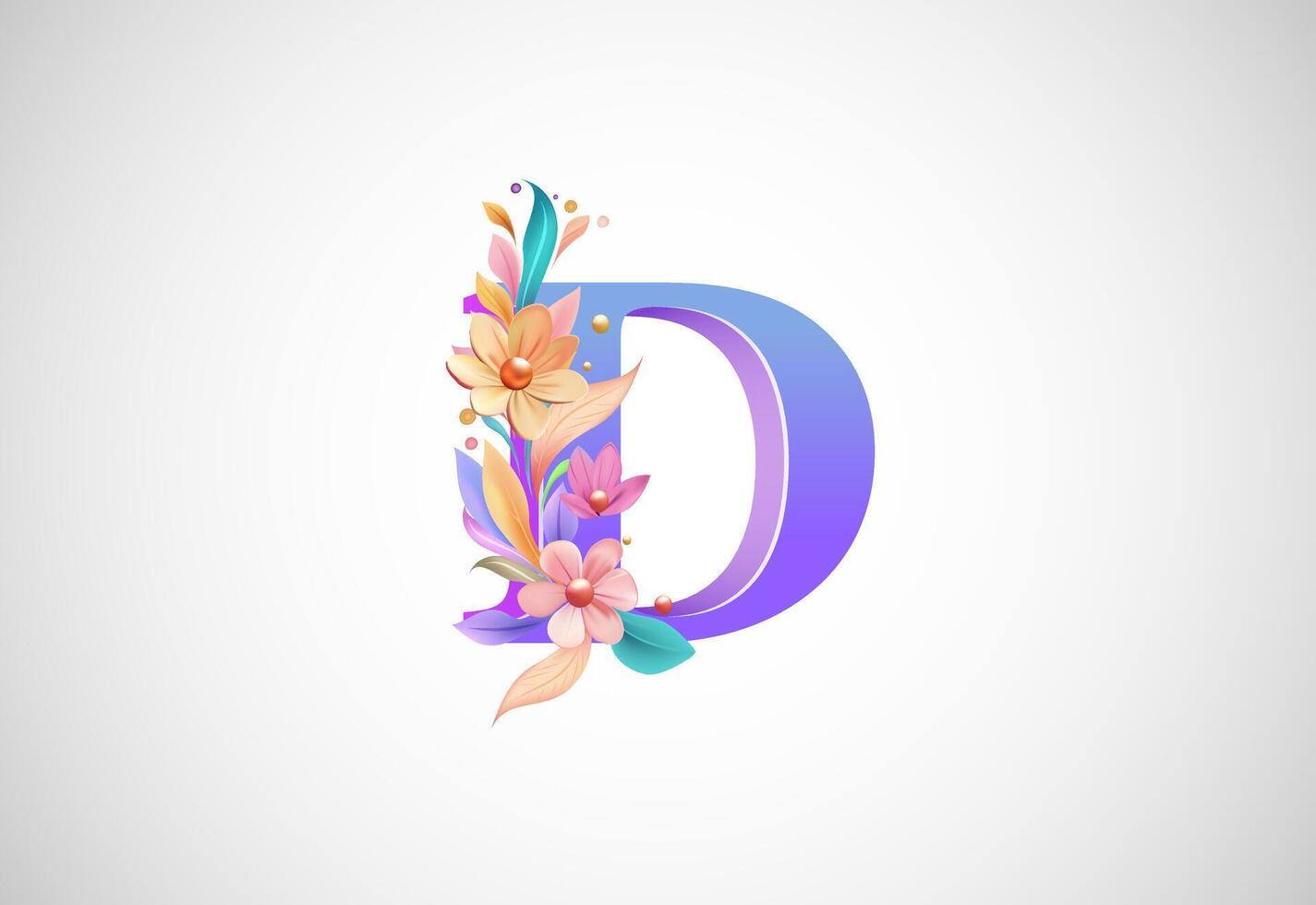 floral alfabeto d. logotipo para Casamento convites, cumprimento cartão, aniversário, logotipo, poster de outros Ideias vetor