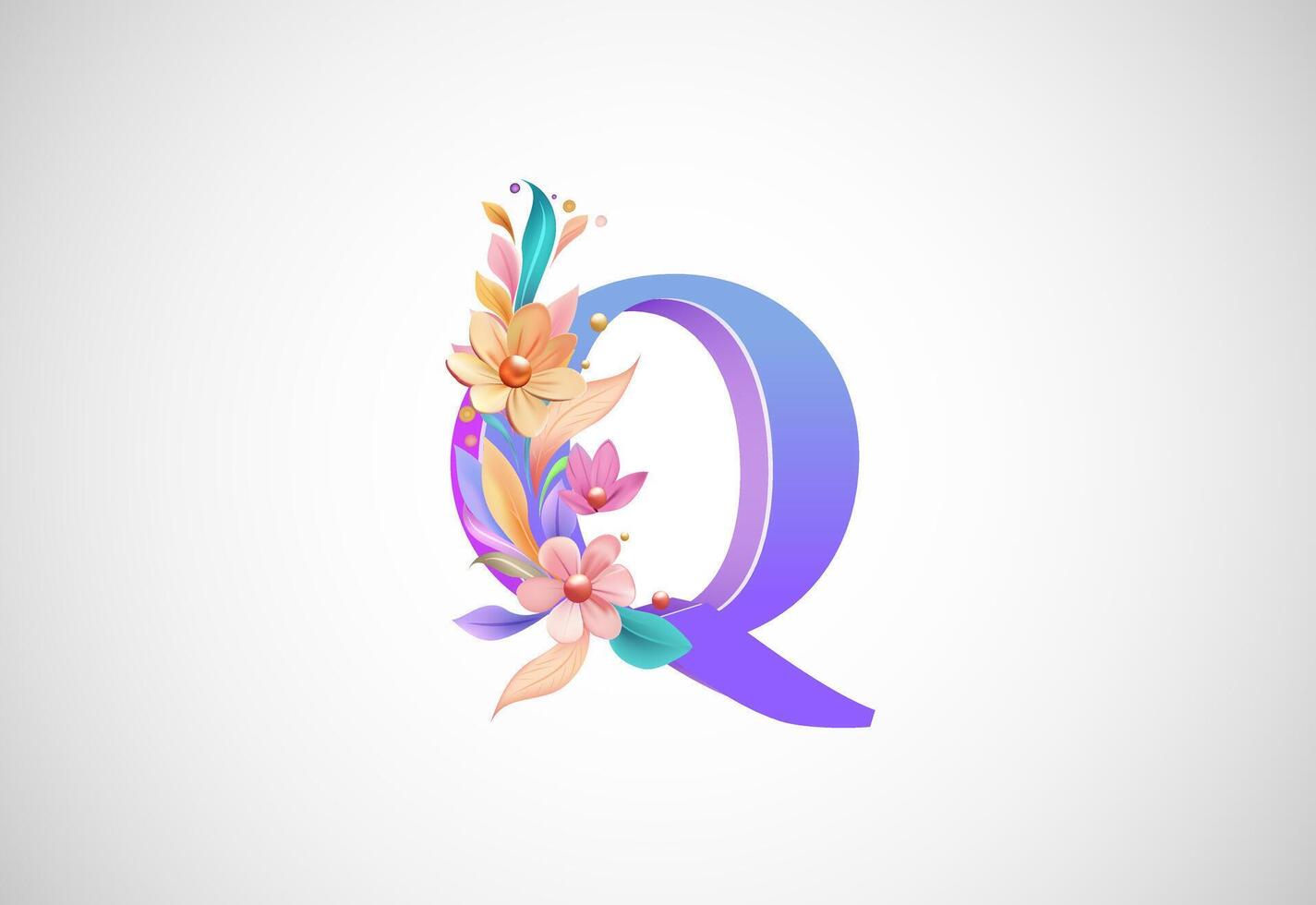 floral alfabeto q. logotipo para Casamento convites, cumprimento cartão, aniversário, logotipo, poster de outros Ideias vetor