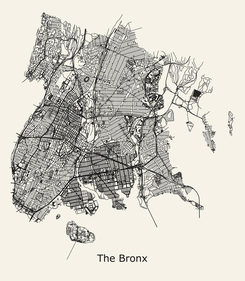 cidade estrada mapa do bronx Novo Iorque, EUA vetor