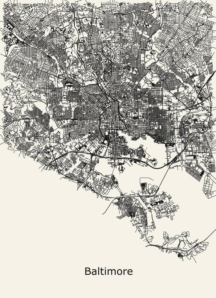 vetor mapa do baltimore, maryland, EUA