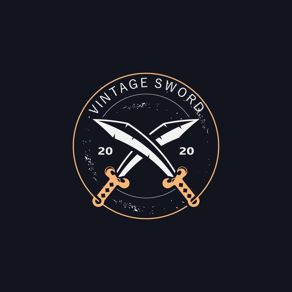 espada vintage logotipo Projeto. ilustração espada elemento, pode estar usava Como logotipo, ícone, modelo casaco do braços conceito vetor