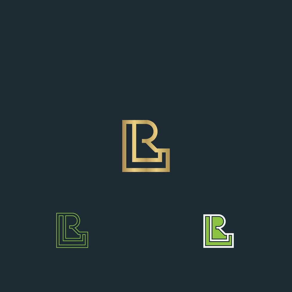 alfabeto iniciais logotipo lr, rl, eu e r vetor