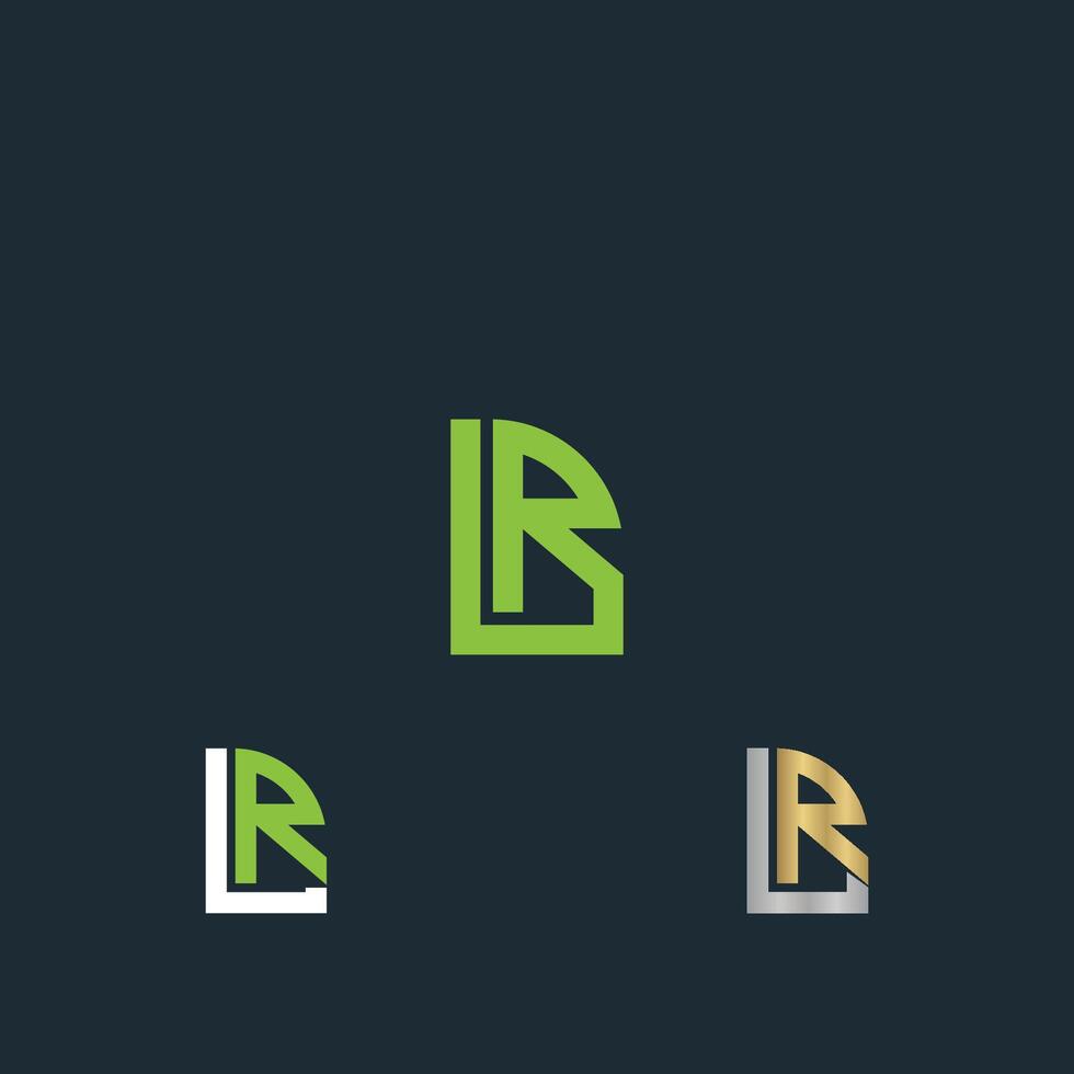 alfabeto iniciais logotipo lr, rl, eu e r vetor
