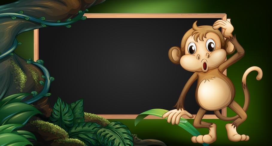 Modelo de quadro com macaco em estado selvagem vetor