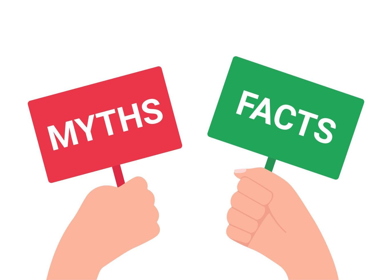 Fatos versus mitos versus mitos de batalha versus design de cabeçalho de  fatos vector notícias verdadeiras ou de ficção botão verdade e mentira  distintivo verdadeiro e falso verificação completa de fatos ou