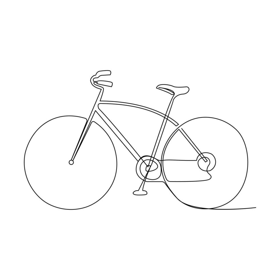 contínuo solteiro linha desenhando do bicicleta e bicicleta dia conceito 1 linha vetor arte ilustração