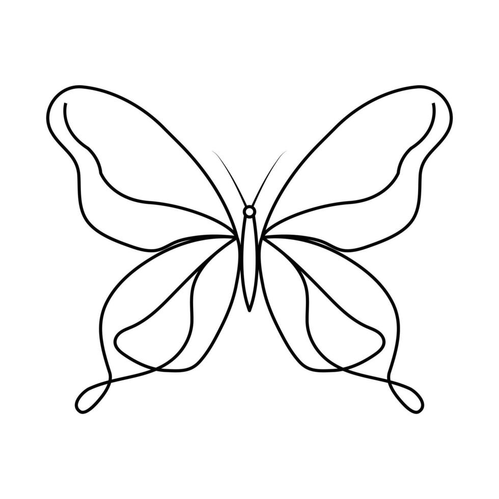 contínuo 1 linha desenhando do vôo abstrato borboleta e borboleta esboço vetor ilustração.