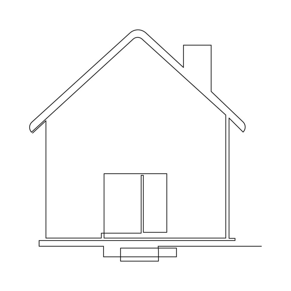 contínuo 1 linha desenhando do moderno casa solteiro linha vetor arte ilustração