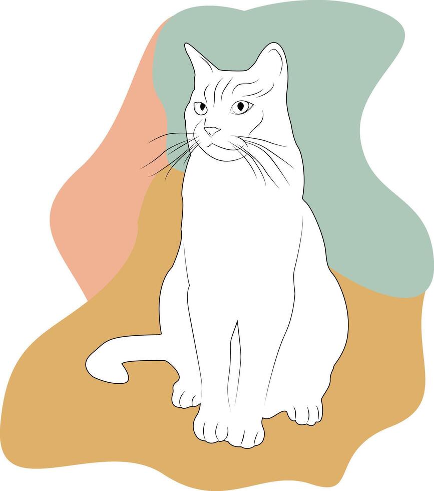 silhueta gato em uma branco fundo. esboço gato. Projeto cumprimento cartões, cartazes, remendos, impressões em roupas, emblemas. animal. boho estilo. amigo humano. vetor