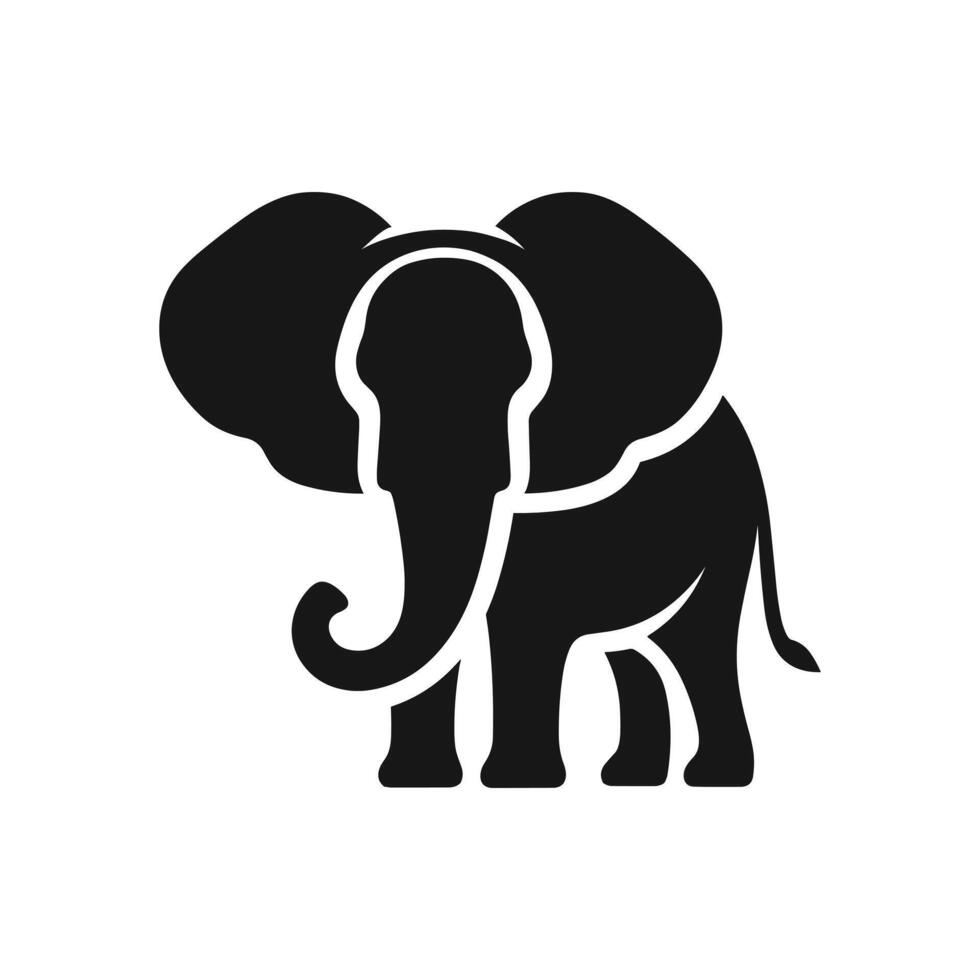 monocromático em pé elefante logotipo ícone símbolo vetor ilustração