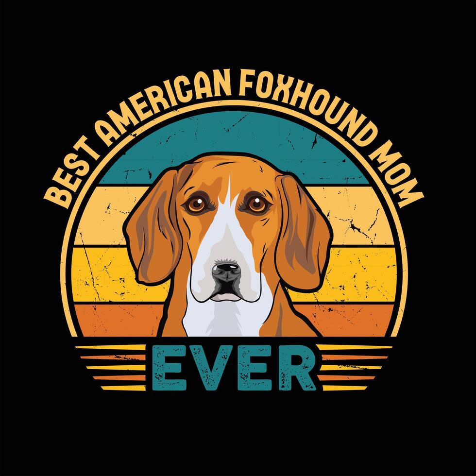 melhor americano foxhound mãe sempre tipografia retro camiseta ilustração, vintage tee pró vetor