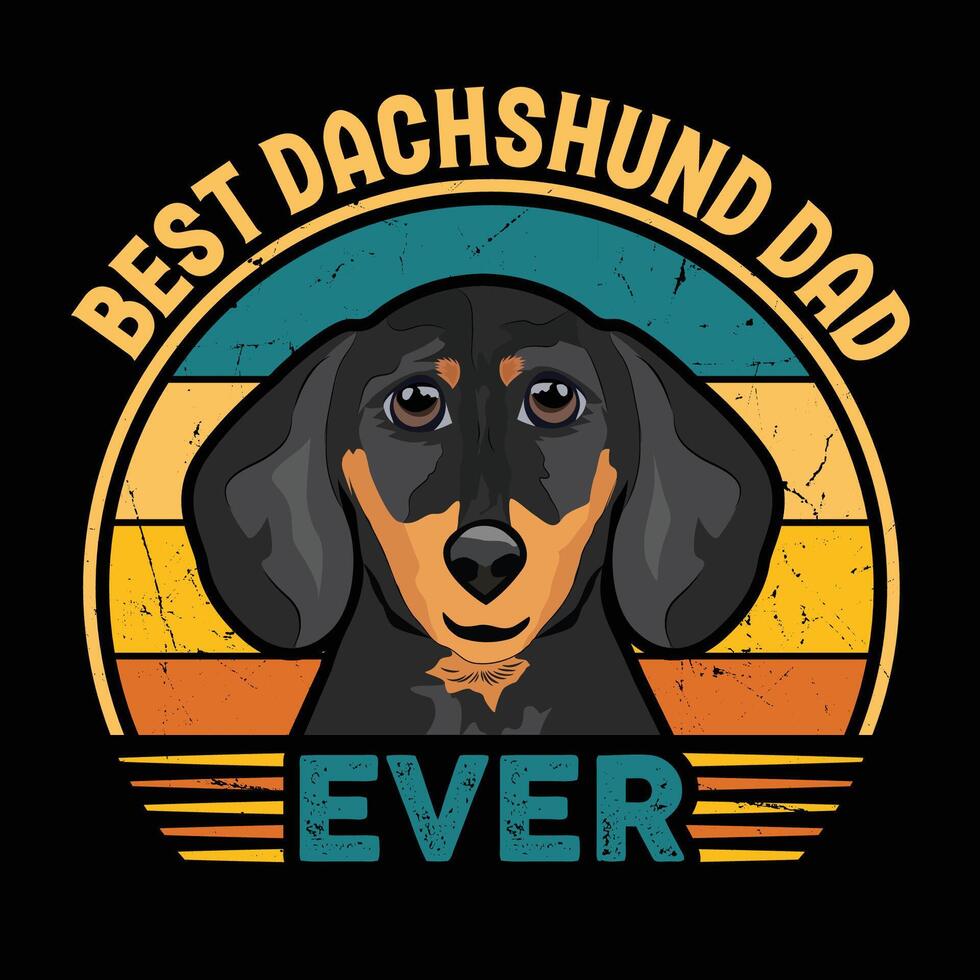 melhor dachshund Papai sempre tipografia retro camiseta projeto, vintage tee camisa pró vetor