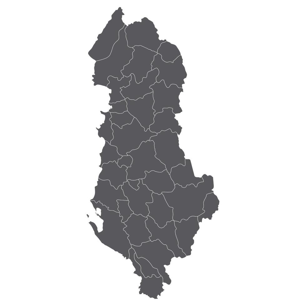 Albânia mapa. mapa do Albânia dentro administrativo províncias dentro cinzento cor vetor