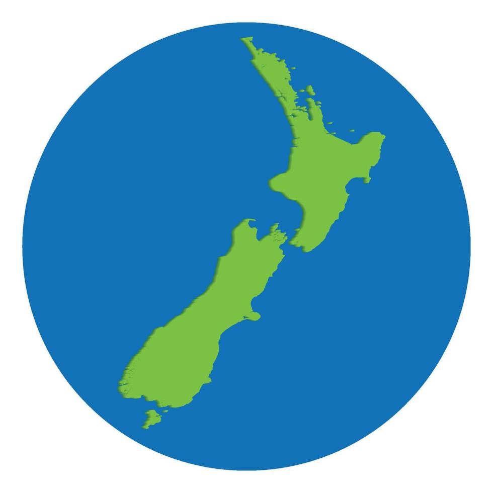 Novo zelândia mapa. mapa do Novo zelândia dentro verde cor dentro globo Projeto com azul círculo cor. vetor