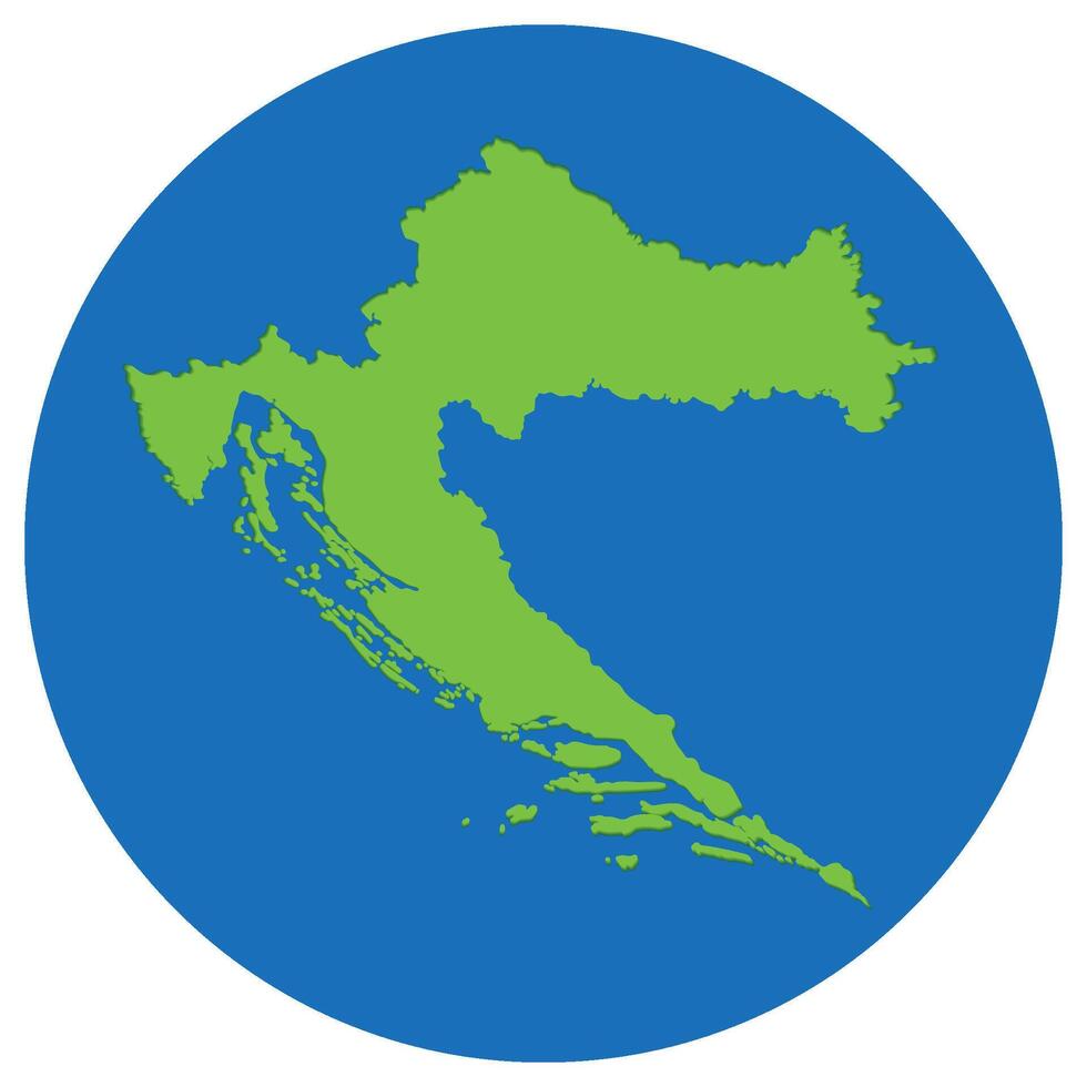 Croácia mapa. mapa do Croácia dentro verde cor dentro globo Projeto com azul círculo cor. vetor