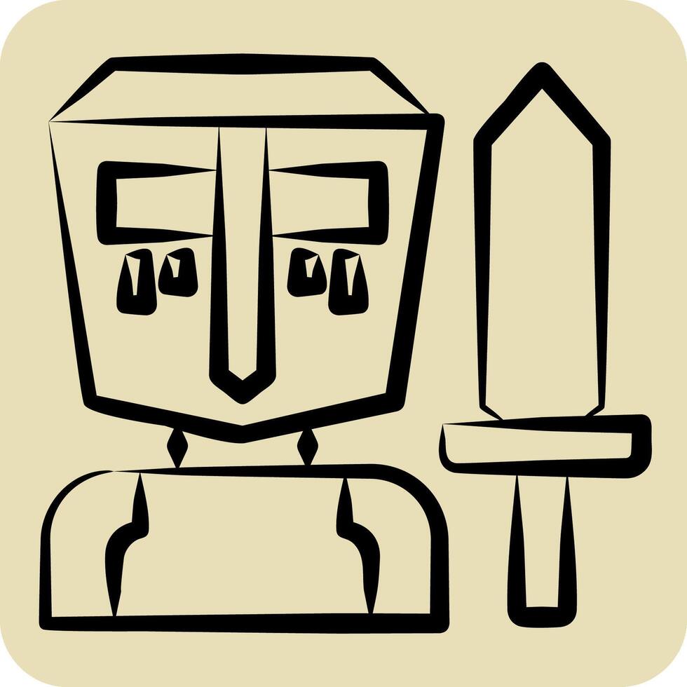 ícone espada. relacionado para medieval símbolo. mão desenhado estilo. simples Projeto editável. simples ilustração vetor