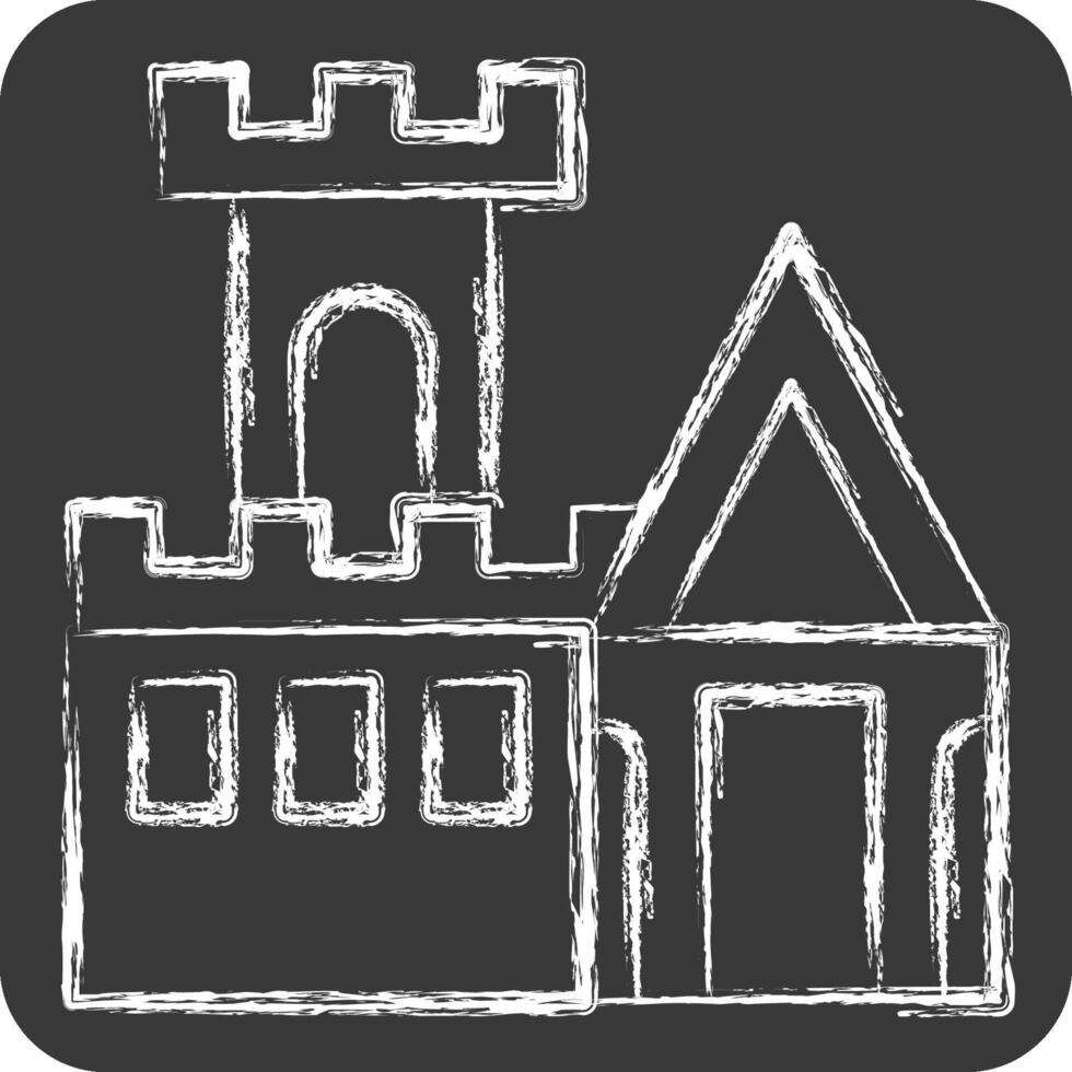 ícone castelo. relacionado para medieval símbolo. giz estilo. simples Projeto editável. simples ilustração vetor