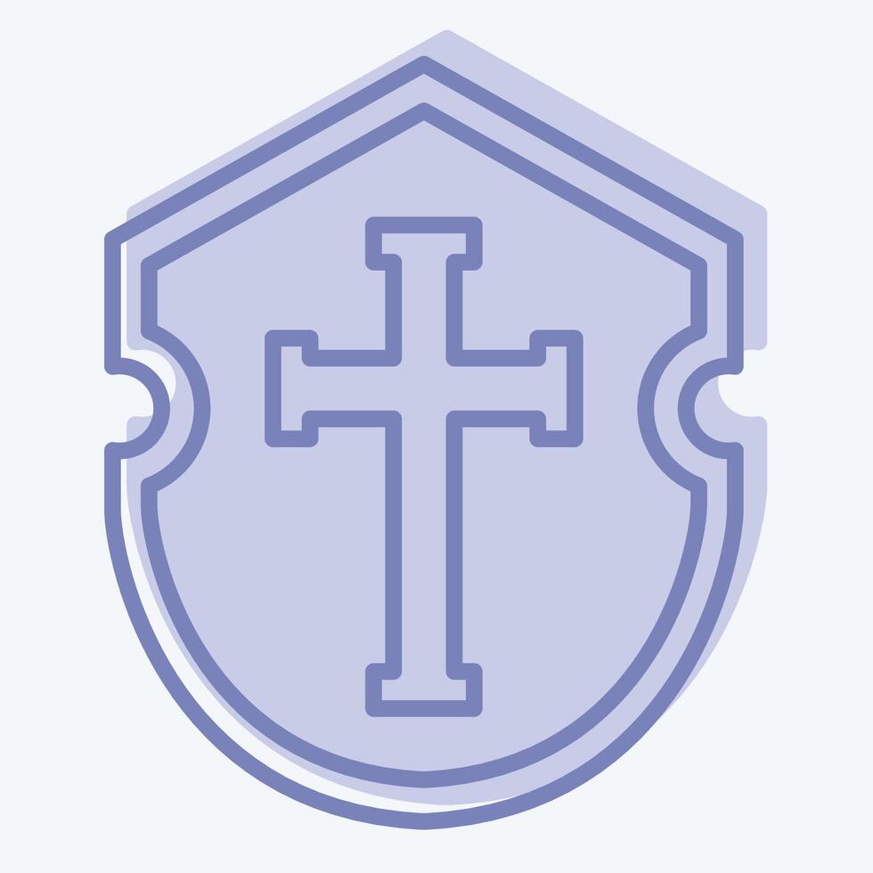 ícone escudo. relacionado para medieval símbolo. dois tom estilo. simples Projeto editável. simples ilustração vetor