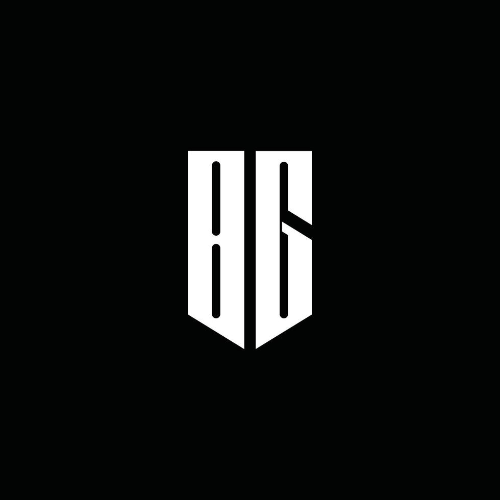 Monograma do logotipo da bg com o estilo do emblema isolado em fundo preto vetor