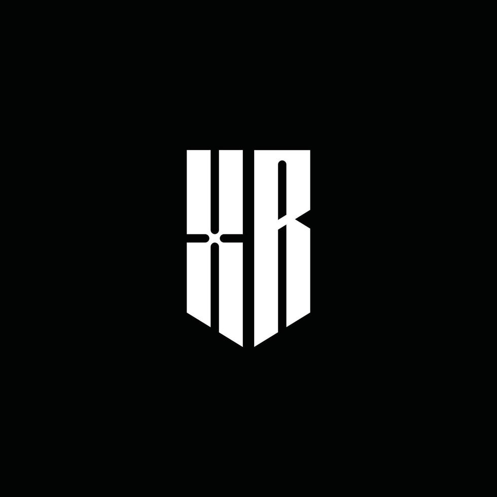 Monograma do logotipo xr com estilo de emblema isolado em fundo preto vetor