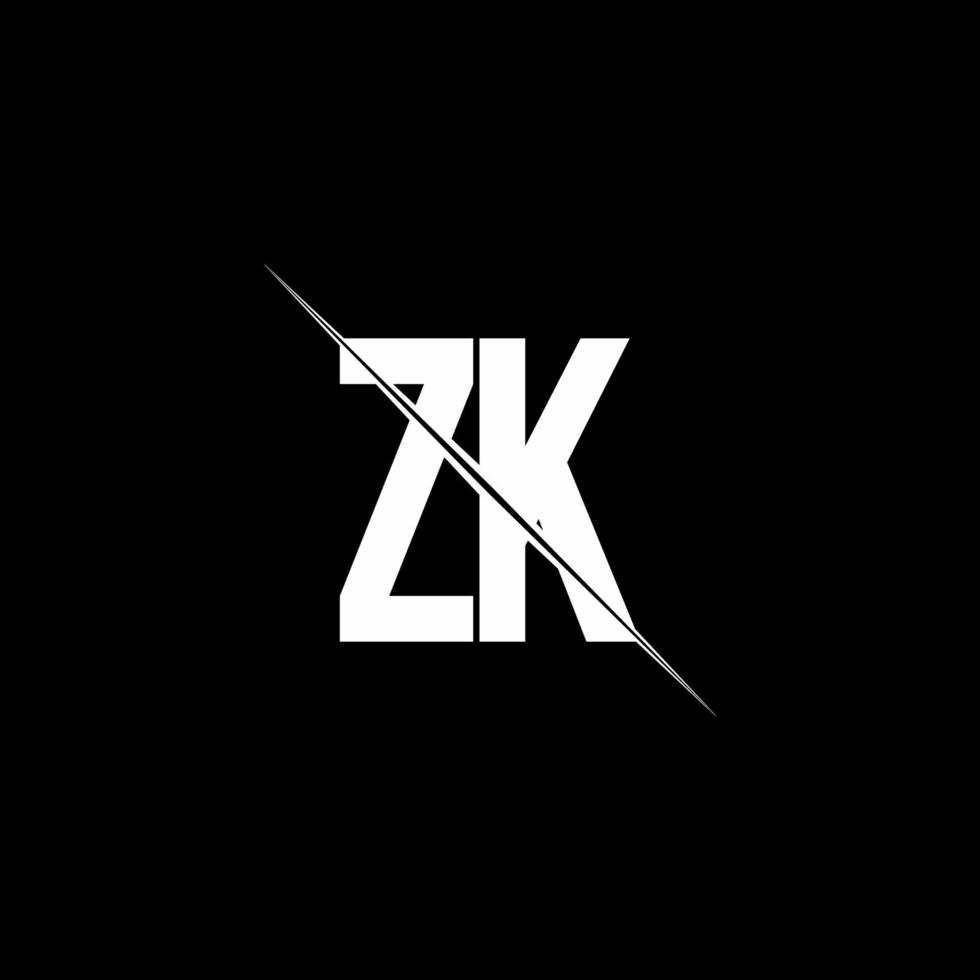 Monograma do logotipo zk com modelo de design de estilo barra vetor