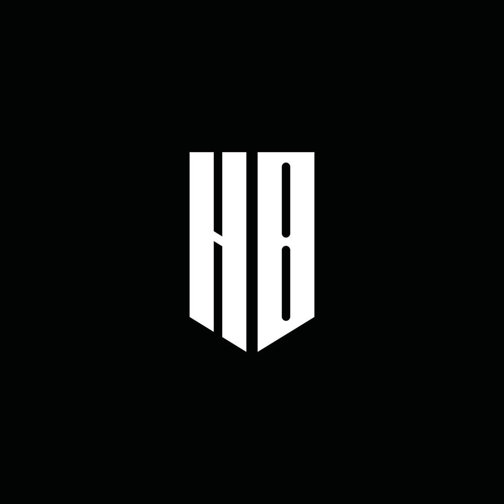 Monograma do logotipo da hb com o estilo do emblema isolado em fundo preto vetor