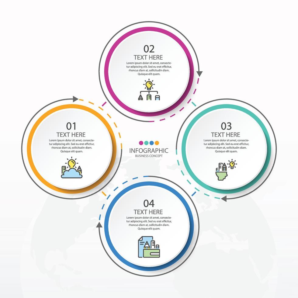 modelo de infográfico de círculo básico com 4 etapas. vetor