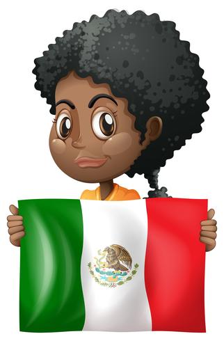 Menina, segurando, bandeira, de, méxico vetor