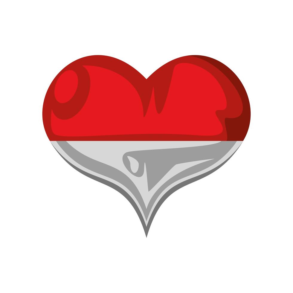 bandeira da indonésia no coração vetor