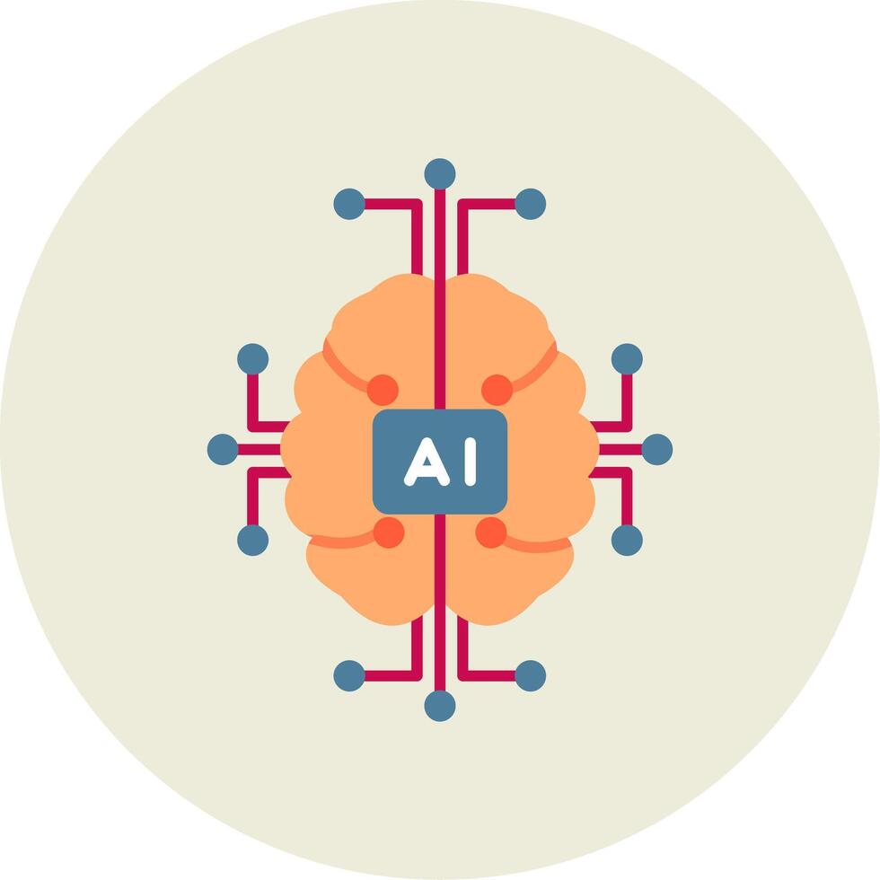 artificial inteligência plano círculo ícone vetor