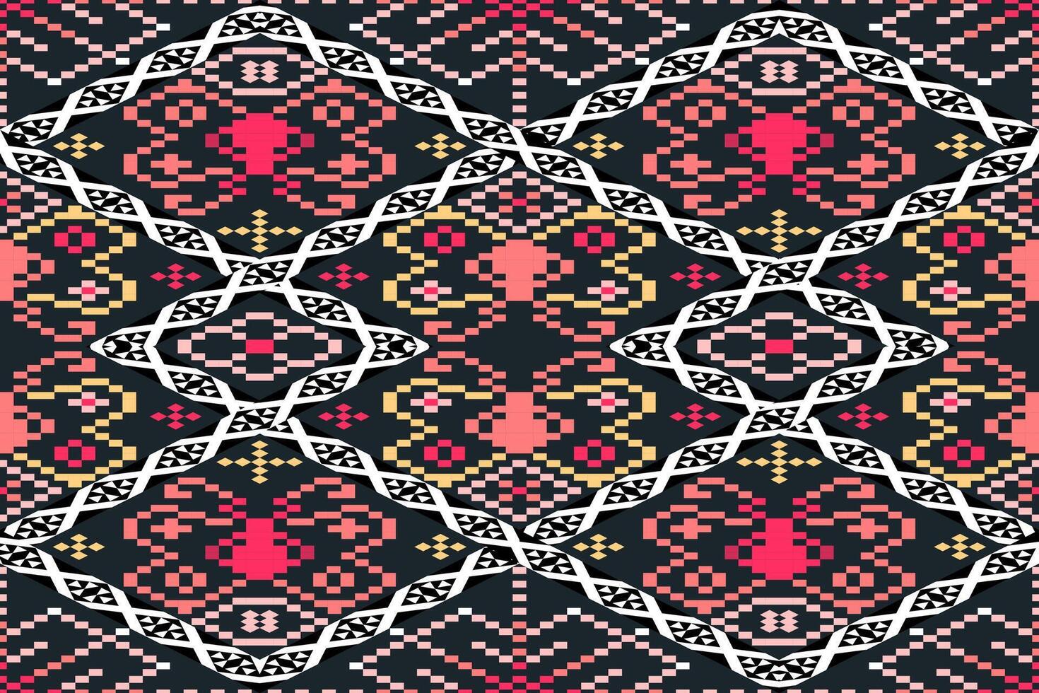 étnico abstrato ikat.seamless padronizar dentro tribal.nativo asteca boho vetor design.colorido geométrico bordado para têxteis,tecido,vestuário,plano de fundo,batik,malhas,moda