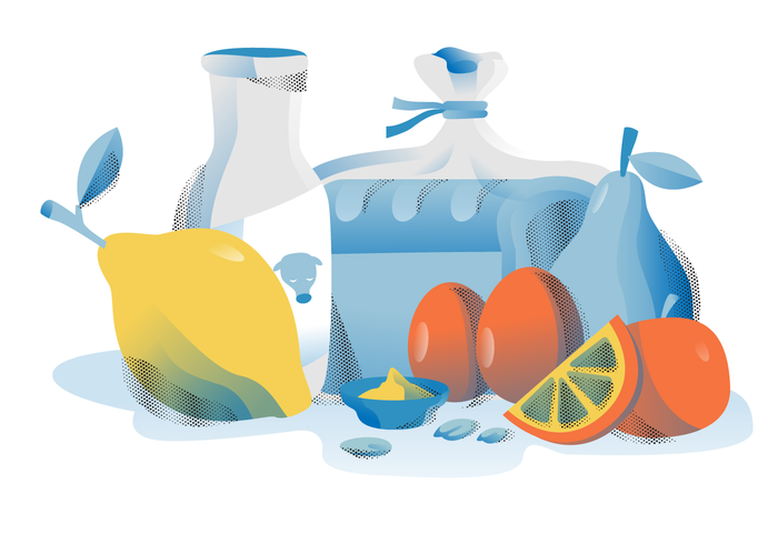 Nutrição Saudável Food Set Vector Ilustração Plana