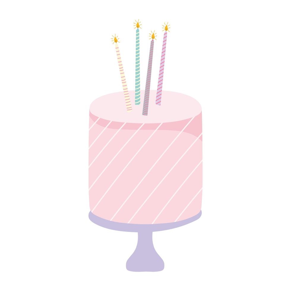 desenho animado de bolo de aniversário com velas vetor