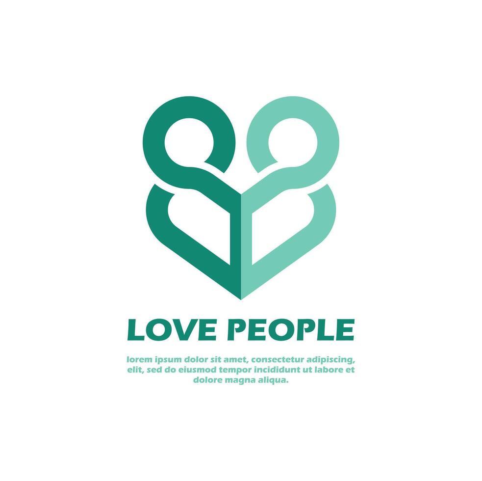 amor pessoas logotipo simples ilustração. coração conceito. combinação coração forma e humano pessoas ícone. vetor